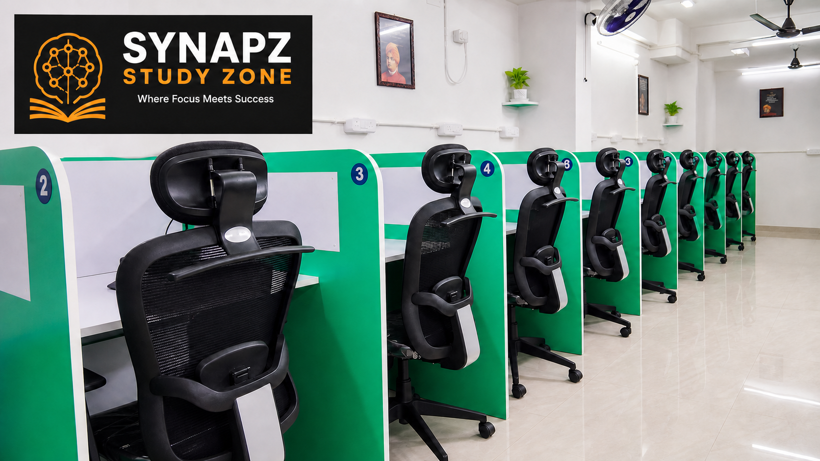 Reference-led Synapz brand visual matching the real study centre